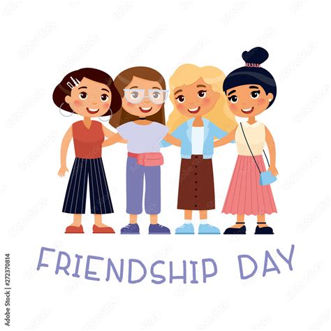 four girl friends cartoon images